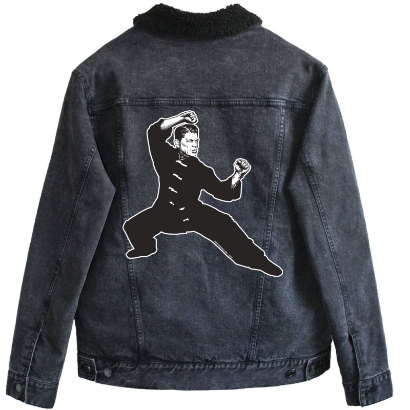 Kung Fu Reagan Unisex Sherpa-Lined Denim Jacket by adziaaroudg | Artistshot