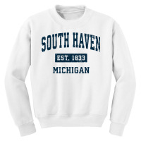 South Haven Michigan Mi Vintage Sports Design Navy Youth Sweatshirt | Artistshot