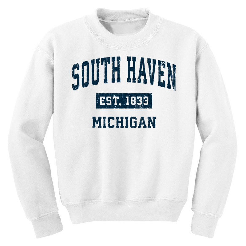 South Haven Michigan Mi Vintage Sports Design Navy Youth Sweatshirt | Artistshot