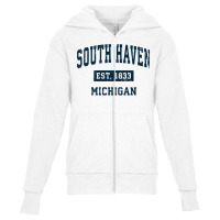 South Haven Michigan Mi Vintage Sports Design Navy Youth Zipper Hoodie | Artistshot