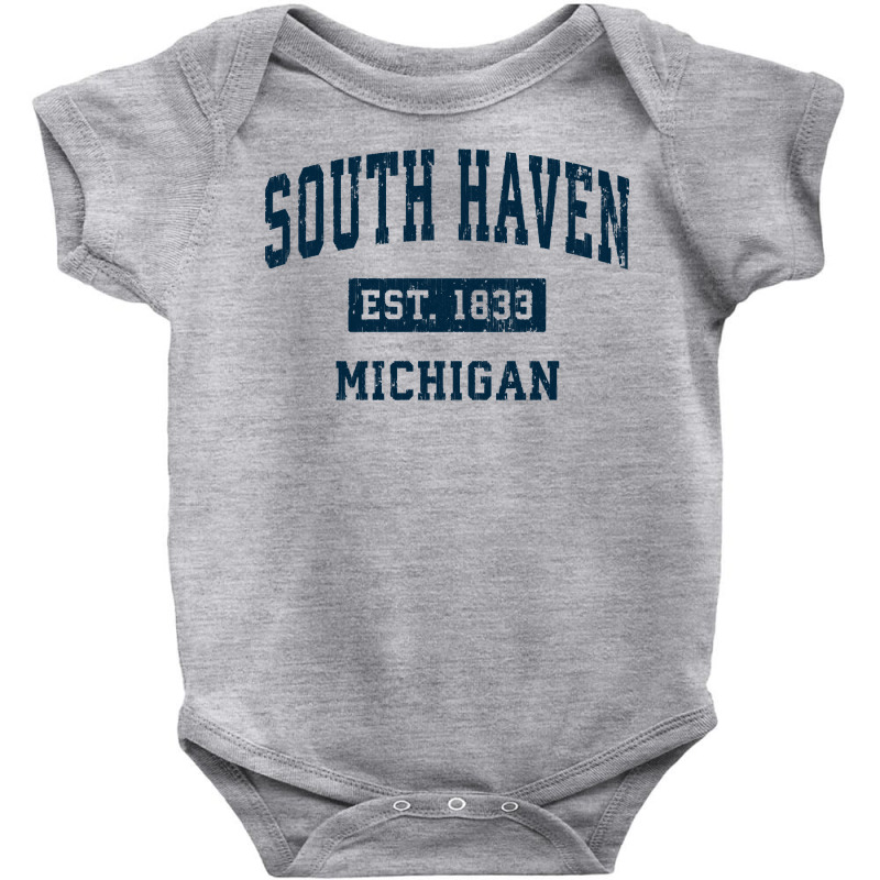 South Haven Michigan Mi Vintage Sports Design Navy Baby Bodysuit | Artistshot