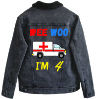 Kids Ambulance 4 Years Old 4th Birthday Emergency Unisex Sherpa-lined Denim Jacket | Artistshot