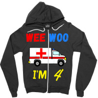 Kids Ambulance 4 Years Old 4th Birthday Emergency Zipper Hoodie | Artistshot