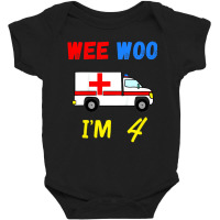 Kids Ambulance 4 Years Old 4th Birthday Emergency Baby Bodysuit | Artistshot