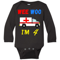 Kids Ambulance 4 Years Old 4th Birthday Emergency Long Sleeve Baby Bodysuit | Artistshot