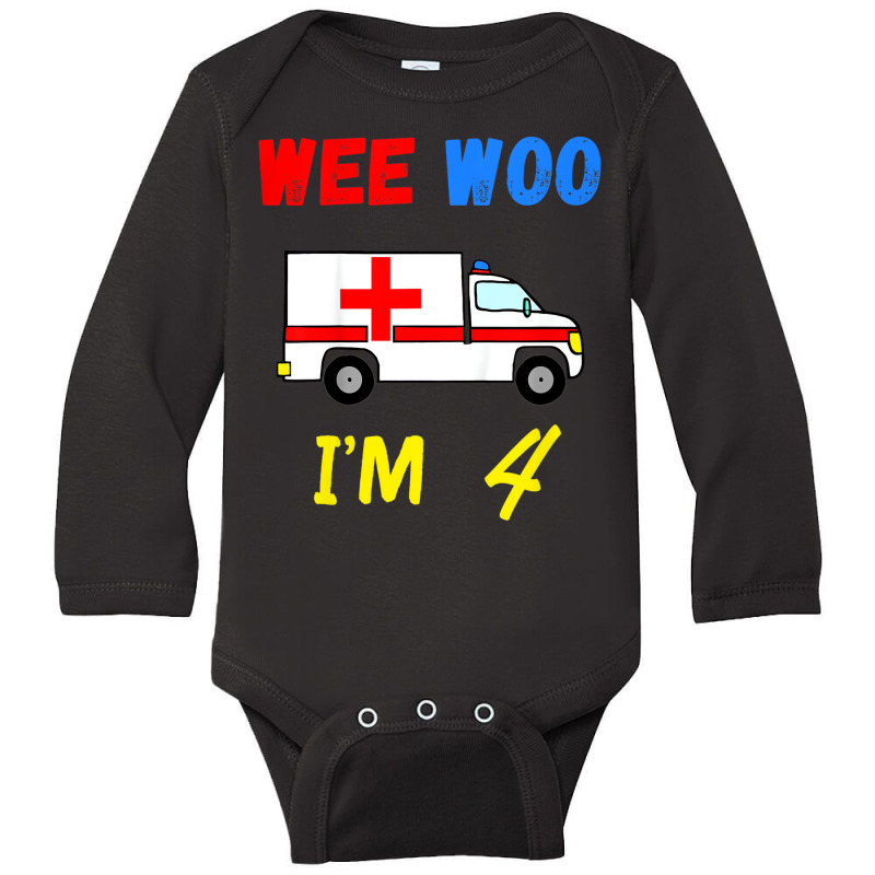 Kids Ambulance 4 Years Old 4th Birthday Emergency Long Sleeve Baby Bodysuit | Artistshot