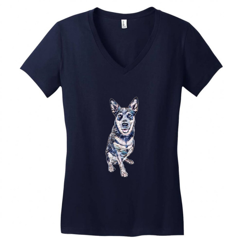 An Australian Cattle Dogs Thalated On W Women's V-Neck T-Shirt by Kemnabi | Artistshot