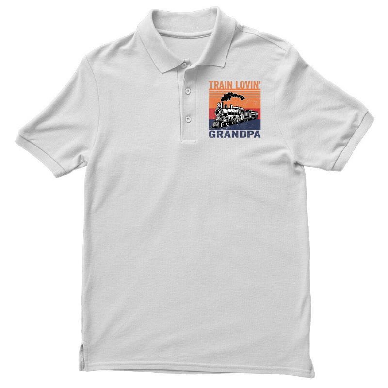 Train Lovin' Grandpa Model Railroad Train T Shirt Men's Polo Shirt | Artistshot