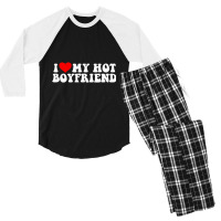 I Love My Hot Boyfriend T Shirt Men's 3/4 Sleeve Pajama Set | Artistshot