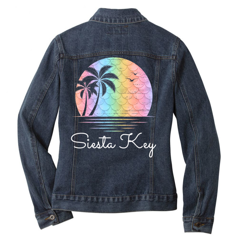 Siesta Key Florida Vacation Beach Island Family Gr Ladies Denim Jacket by saterseim | Artistshot