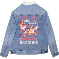 Bearded Dragon Just A Girl Who Loves Lizard Flower Unisex Sherpa-lined Denim Jacket | Artistshot