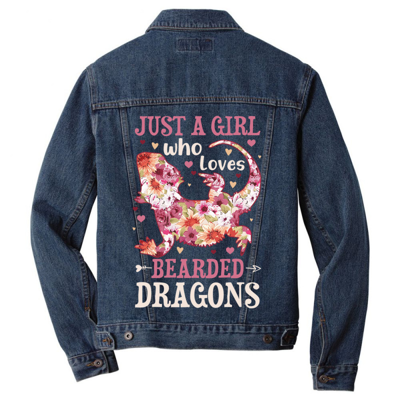 Bearded Dragon Just A Girl Who Loves Lizard Flower Men Denim Jacket by kerrmanthez | Artistshot