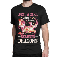 Bearded Dragon Just A Girl Who Loves Lizard Flower Classic T-shirt | Artistshot