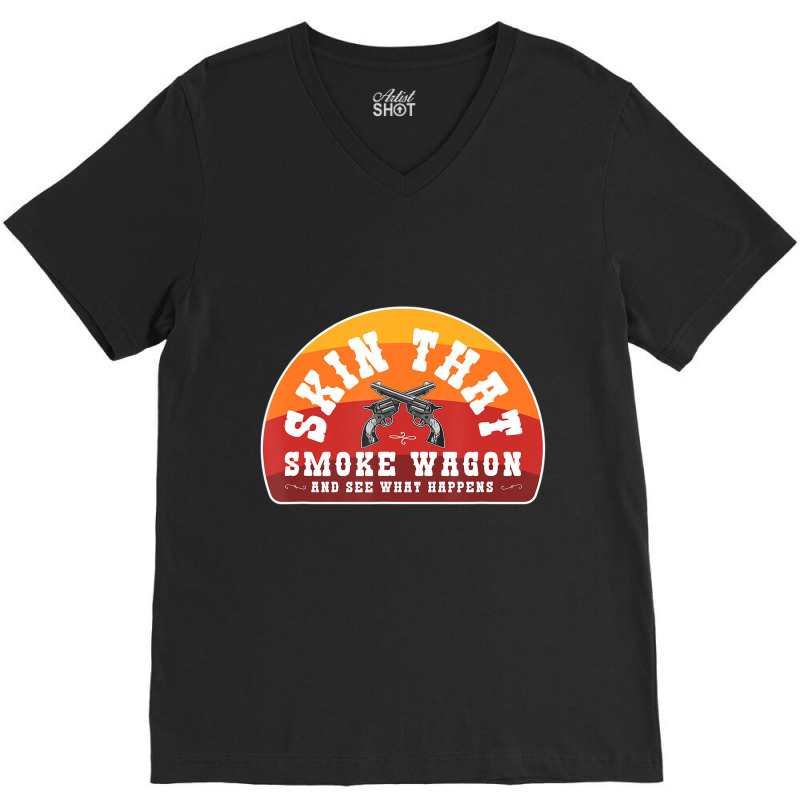 Skin That Smoke Wagon Retro Desert Sunset Western V-neck Tee | Artistshot