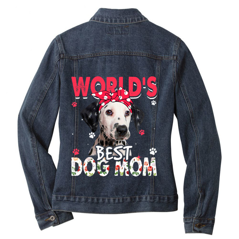 Womens Worlds Best Dalmatian Dog Mom Funny Mothers Ladies Denim Jacket by spreesgomez | Artistshot