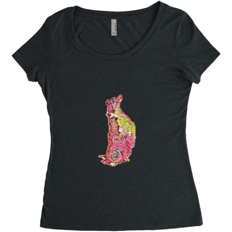 Shepherd Mix Dog On Hind Legs Women's Triblend Scoop T-shirt by Kemnabi | Artistshot