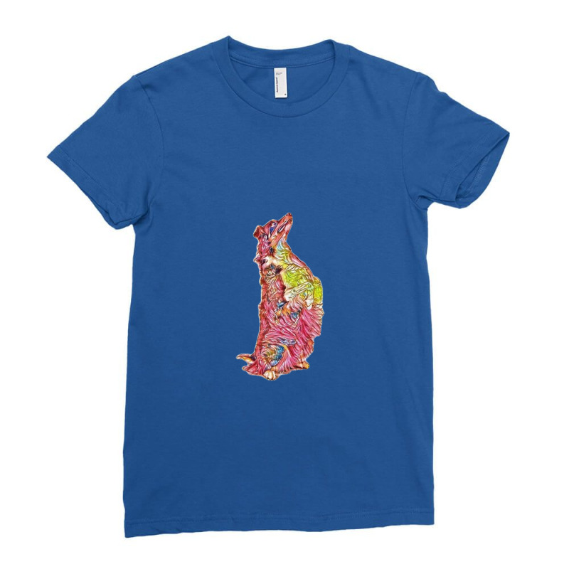 Shepherd Mix Dog On Hind Legs Ladies Fitted T-Shirt by Kemnabi | Artistshot