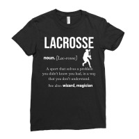 Lacrosse Players Throw Cue Ball Lax Crossstick (12 Ladies Fitted T-shirt | Artistshot