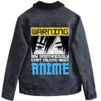 Warning May Spontaneously Start Talking About Anim Unisex Sherpa-lined Denim Jacket | Artistshot