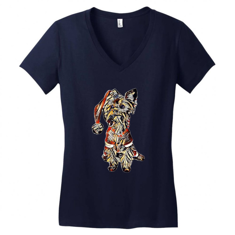 Yorkshire Terrier Dog Wearing Women's V-Neck T-Shirt by Kemnabi | Artistshot