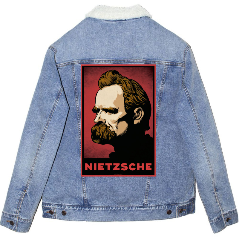 Nietzsche Print Unisex Sherpa-Lined Denim Jacket by totriadobij | Artistshot