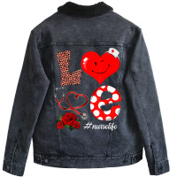 Love Heart Stethoscope Nurse Life Valentine Day 20 Unisex Sherpa-lined Denim Jacket | Artistshot