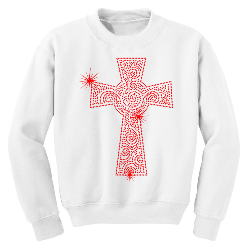 Cross Swirl Easter Rhinestone Bling Happ Easter Me Youth Sweatshirt by ewubea | Artistshot