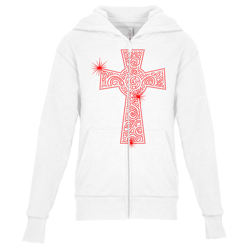 Cross Swirl Easter Rhinestone Bling Happ Easter Me Youth Zipper Hoodie by ewubea | Artistshot