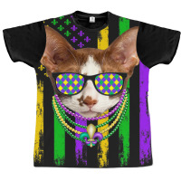 Cute Oriental Cat Lover American Flag Mardi Gras Graphic T-shirt | Artistshot