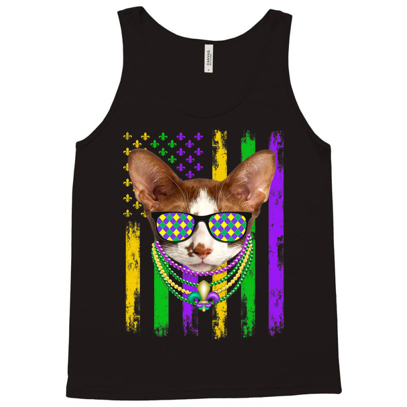 Cute Oriental Cat Lover American Flag Mardi Gras Tank Top | Artistshot