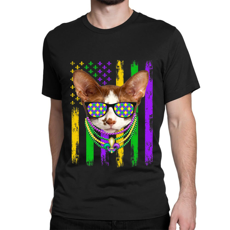 Cute Oriental Cat Lover American Flag Mardi Gras Classic T-shirt | Artistshot