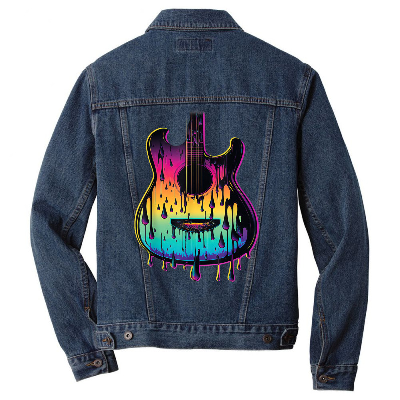 Guitar Graphic Music Lover   Acoustic Guitar Playe Men Denim Jacket | Artistshot