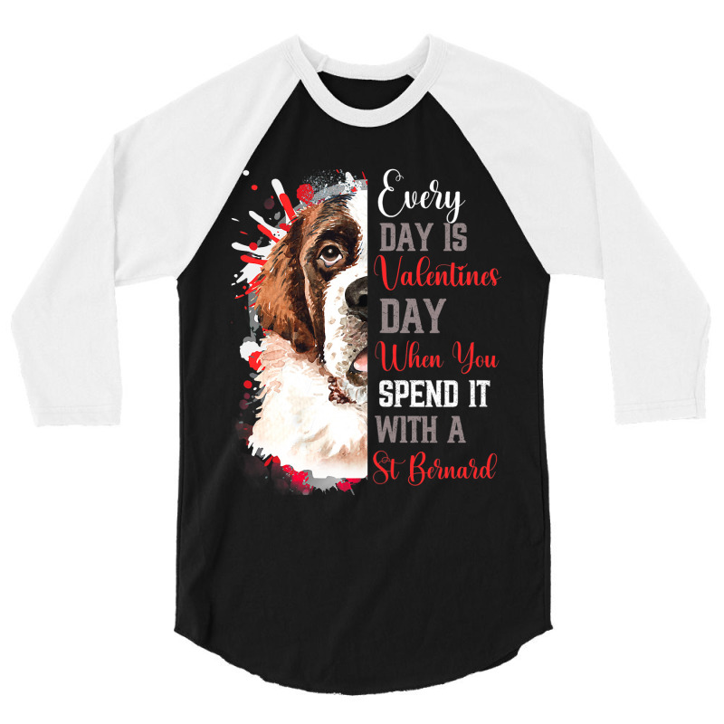 Womens Valentines Day St Bernard Mom Mother Doggy  3/4 Sleeve Shirt | Artistshot