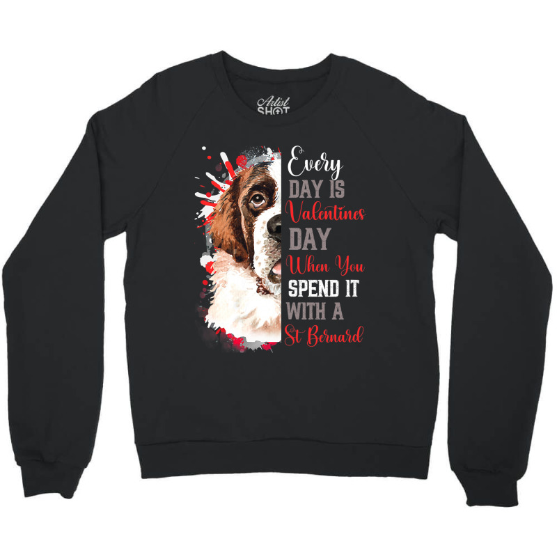 Womens Valentines Day St Bernard Mom Mother Doggy  Crewneck Sweatshirt | Artistshot