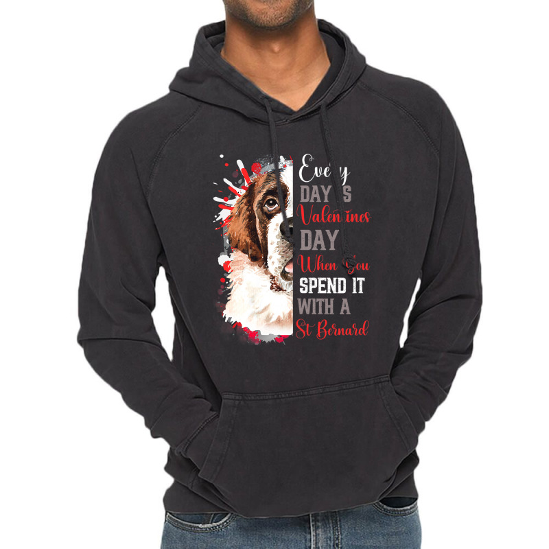 Womens Valentines Day St Bernard Mom Mother Doggy  Vintage Hoodie | Artistshot