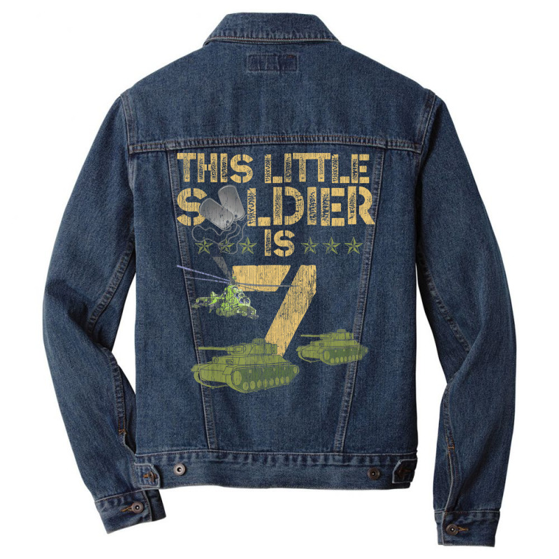 7 Year Old Soldier Birthday Boy 7th Birthday Kids Men Denim Jacket | Artistshot