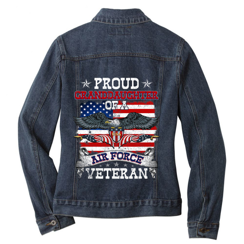 Proud Granddaughter Of A Us Air Force Veteran Mili Ladies Denim Jacket by Upsunshine | Artistshot