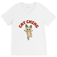 Cat Ching Hero Cat Happy Carrying Money Bag V-neck Tee | Artistshot