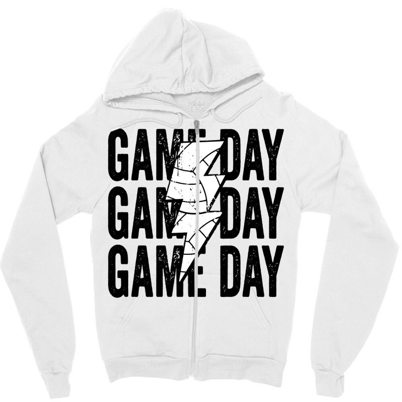 Vintage Game Day Volleyball Lightning Bolt Funny T Zipper Hoodie | Artistshot