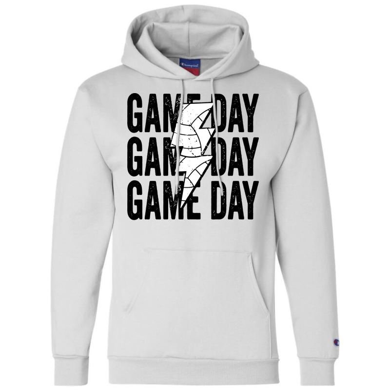 Vintage Game Day Volleyball Lightning Bolt Funny T Champion Hoodie | Artistshot