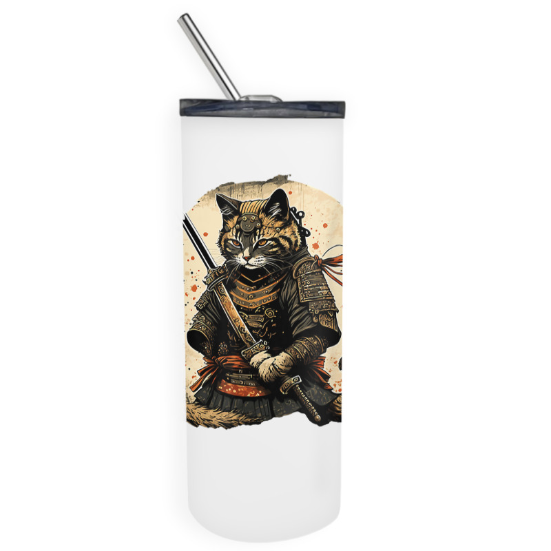 Japanese Cat Samurai Katana Sameowrai Anime T Shir Skinny Tumbler | Artistshot