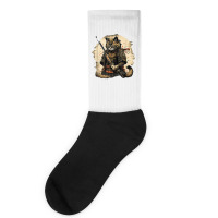 Japanese Cat Samurai Katana Sameowrai Anime T Shir Socks | Artistshot