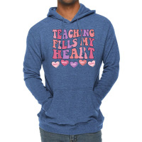 Teaching Fills My Heart Retro Groovy Teacher Valen Lightweight Hoodie | Artistshot