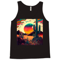 Trippy Desert Landscape Psychedelic Scene Cactus M Tank Top | Artistshot