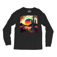 Trippy Desert Landscape Psychedelic Scene Cactus M Long Sleeve Shirts | Artistshot