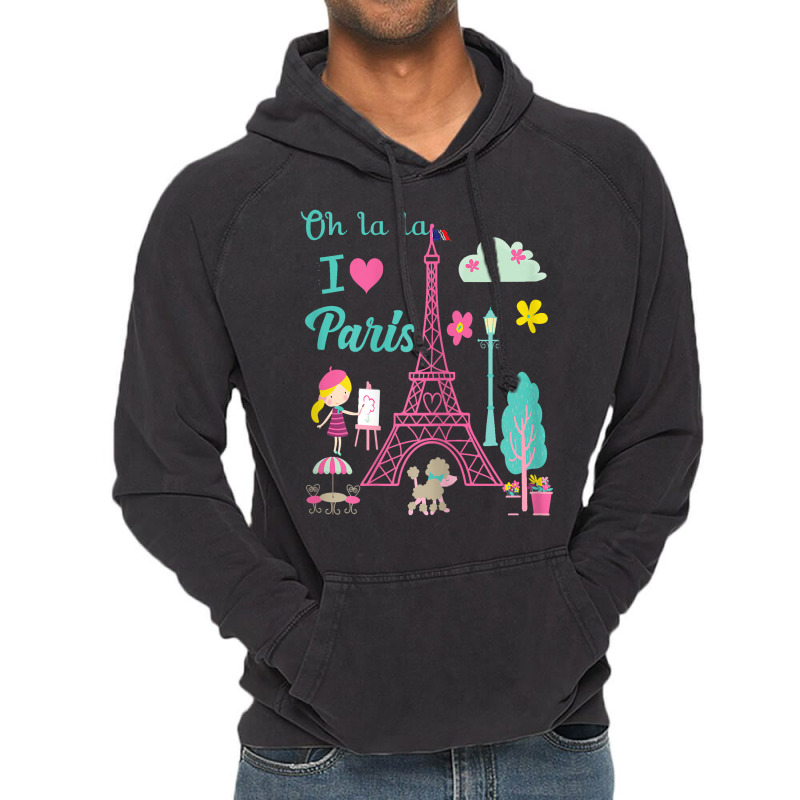 Oh La La I Love Paris Eiffel Tower French Traditio Vintage Hoodie by yucalsye | Artistshot