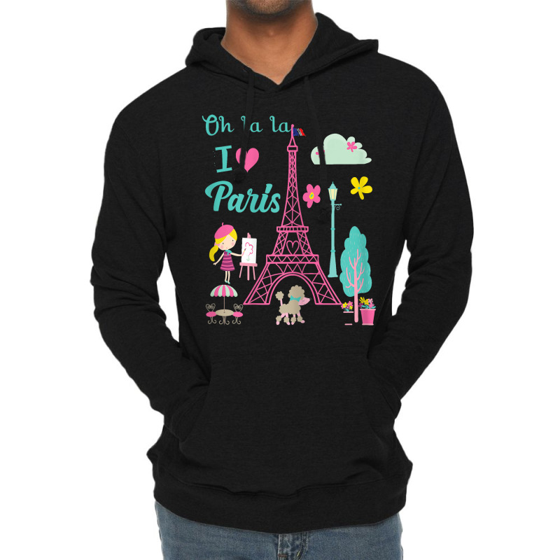 Oh La La I Love Paris Eiffel Tower French Traditio Lightweight Hoodie by yucalsye | Artistshot