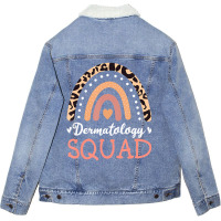 Dermatology Squad Leopard Rainbow Dermatologist Sk Unisex Sherpa-lined Denim Jacket | Artistshot