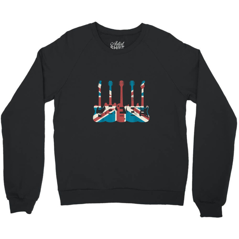 Guitar Player Vintage Guitar Great Britain Flag Bi Crewneck Sweatshirt | Artistshot