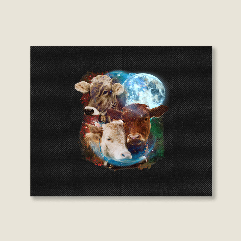 3 Moon Cow Funny Livestock Cattle Animal Lovers Ar Landscape Canvas Print | Artistshot